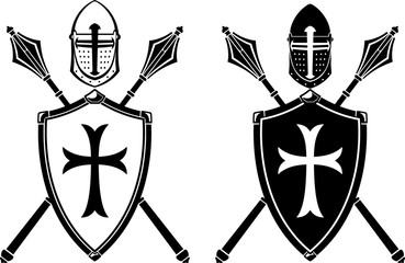 Crusader Armor, Shield and Mace Emblem