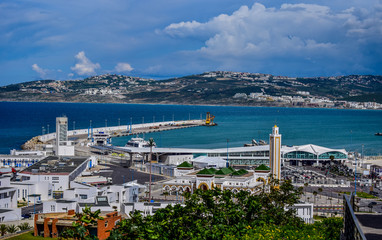 Panoramic View of Tangier Harbor Mediterranean Sea, Tangier City, Morocco