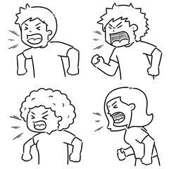 Sticker - vector set of shouting people