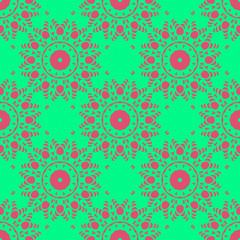 Pink and green retro pattern with geometric form