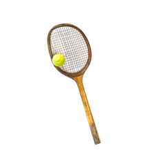 Wall Mural - vintage wooden tennis racket on a white background