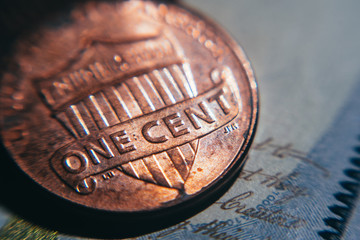 Wall Mural - Old one cent coin. Business and Finance