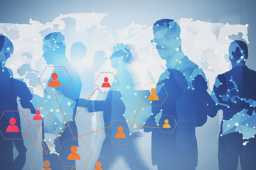 Poster - Business people and global social network
