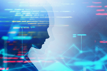 Poster - Woman head, network and machine learning
