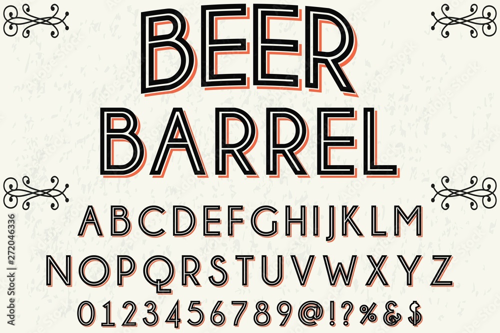 Barrell Script Font vintage font typeface vector named vintage beer barrel Stock Vector ...