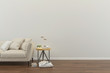 © Chanachai - living room interior 3d render background wood floor wooden wall template design mock up copy space