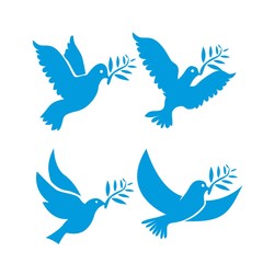 Wall Mural - Set of flying birds sign isolated on white.