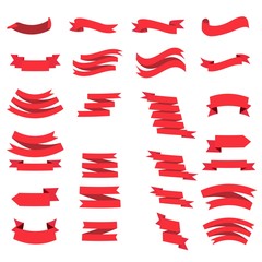 Wall Mural - Red ribbons set. design elements isolated on white background. - Vector