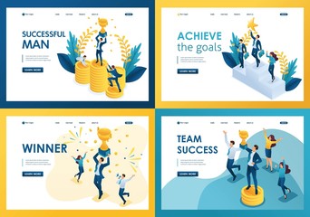 Poster - set design web page templates of achieving goal. modern illustration concepts for website and mobile