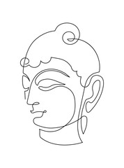 Wall Mural - One continuous line drawing Buddha. The symbol of Hinduism, Buddhism, spirituality and enlightenment. Tattoo, illustration, printing on fabric