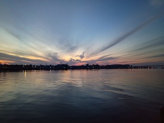 Wall Mural - the sky when the sun will rise in the river