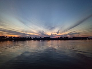 Wall Mural - the sky when the sun will rise in the river