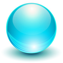 Poster - Glass blue ball, 3D icon