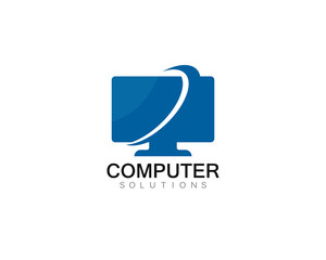 Vector computer and laptop repair logo template icon illustration