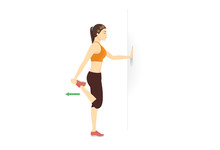 Exercise Diagram About Quadriceps Stretch While Standing With Sport Woman.