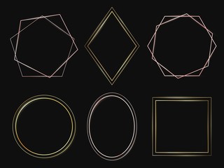 Wall Mural - golden frames. rose gold frame, premium minimalist thin borders and rich circle vector set