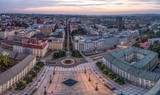 Fototapeta Miasto - Ostrava city with sunset, view from new city hall tower, Czech Republic