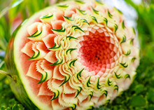 Fruit And Vegetable Carvings, Display Thai Fruit Carving Decoration