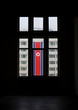© Eric Lafforgue - National flag seen thru the window of building, Pyongan Province, Pyongyang, North Korea