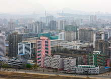 High Angle View Of Buildings In The City Center, Pyongan Province, Pyongyang, North Korea