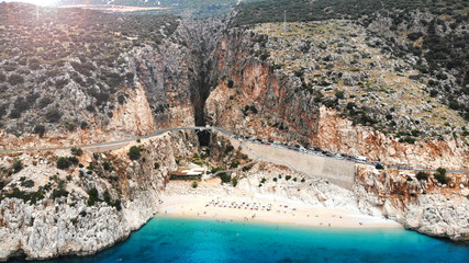 aerial. beautiful kaputas beach with turquoise water, turkey.