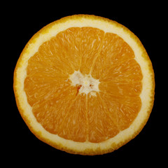 orange slice isolated on black background