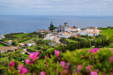 Fototapeta  - Beautiful view of the village in Nordeste against Atlantic Ocean, Sao Miguel Island, Azores, Portugal.