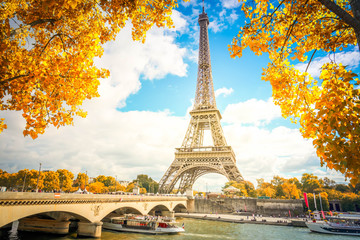 Wall Mural - eiffel tour over seine river