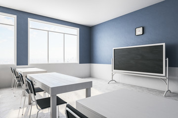 Wall Mural - Modern blue classroom
