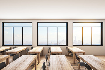 Wall Mural - Modern wooden classroom interior