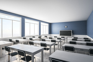 Wall Mural - Clean blue classroom
