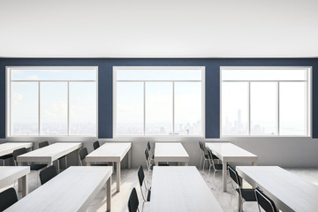 Wall Mural - Modern blue classroom interior