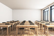 Contemporary wooden classroom interior