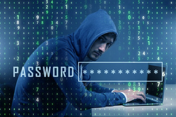 Hacker in digital security concept