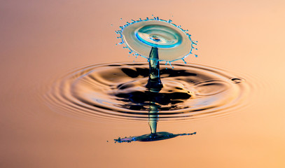 Collision effect of two falling rain drops.