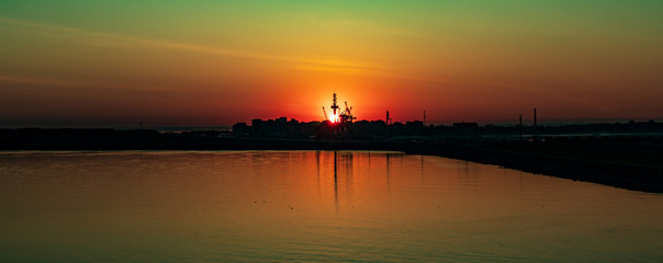 Canvas Print - sunset over lake