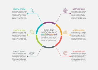 Wall Mural - Business circle. timeline infographic icons designed for abstract background template with 6 options.