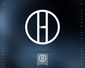 Aufkleber - Abstract Vector Logo Design Template. Creative Concept Round Icon. Letter H Stylization 