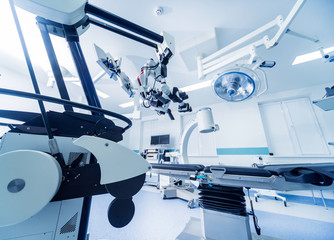 Wall Mural - Modern equipment in operating room. Medical devices for neurosurgery.