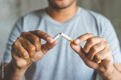 Cuadros en Lienzo Breake down cigarette.Quitting from addiction concept.