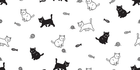Wall Mural - cat seamless pattern vector kitten calico scarf isolated cartoon tile background repeat wallpaper il