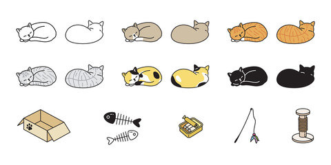 Wall Mural - cat vector kitten calico icon logo sleeping toy food box symbol cartoon character illustration doodl
