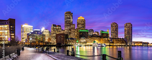 Fotomural Boston Downtont night Panorama