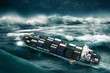 Container ship in the storm