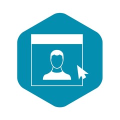 Poster - Cursor point to person on monitor in simple style isolated on white background vector illustration