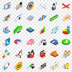 Poster - Magnet icons set. Isometric style of 36 magnet vector icons for web for any design