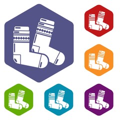 Sticker - Socks icon. Simple illustration of socks vector icon for web
