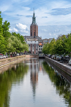 Saint James Church Reflected On The Canal Calm Water Nested To The Royal Stable, In The Hague