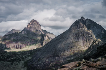 Wall Mural - view of a mountain valley on a cloudy day