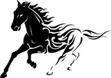 Fototapeta Konie - Flaming Black Stallion Horse 